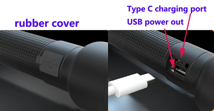 2500 Lumen Rechargeable Flashlight with Power Bank